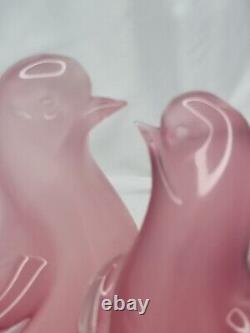 Vintage Murano Oball Pink Alabastro Art Glass Dove Love Birds