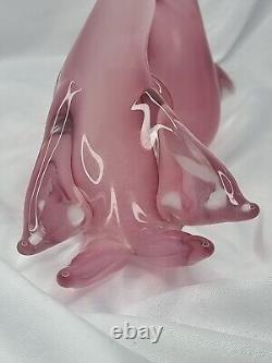 Vintage Murano Oball Pink Alabastro Art Glass Dove Love Birds