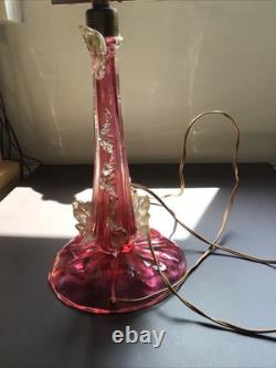 Vintage Murano Pink And Gold Glass Dolphin Lamp Base