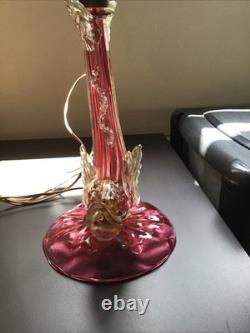 Vintage Murano Pink And Gold Glass Dolphin Lamp Base