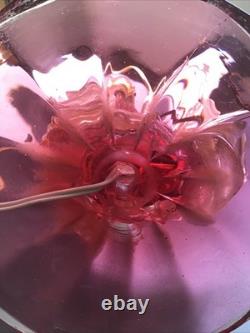 Vintage Murano Pink And Gold Glass Dolphin Lamp Base