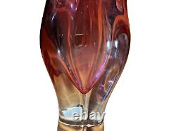 Vintage Murano Pink Art Glass Abstract Vase 14 Tall