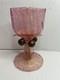 Vintage Murano Pink Art Glass Card Holder Vase Gold Aventurine Venetian Glass
