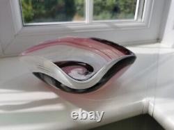 Vintage Murano Pink, Purple, White & Clear Spiral Pattern Art Glass Bowl C1960's