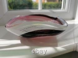 Vintage Murano Pink, Purple, White & Clear Spiral Pattern Art Glass Bowl C1960's