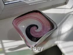 Vintage Murano Pink, Purple, White & Clear Spiral Pattern Art Glass Bowl C1960's