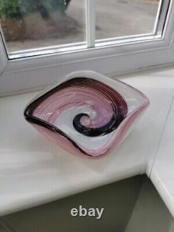 Vintage Murano Pink, Purple, White & Clear Spiral Pattern Art Glass Bowl C1960's