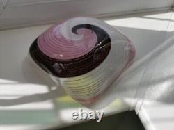 Vintage Murano Pink, Purple, White & Clear Spiral Pattern Art Glass Bowl C1960's