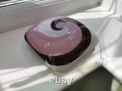 Vintage Murano Pink, Purple, White & Clear Spiral Pattern Art Glass Bowl C1960's