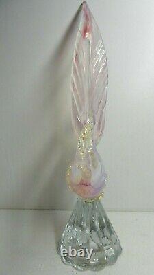 Vintage Murano Pink Vaseline Glass Bird Statue