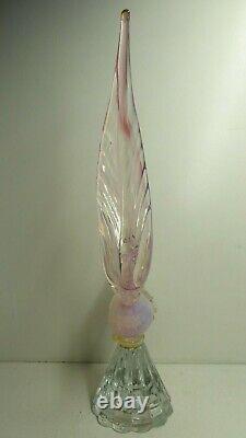 Vintage Murano Pink Vaseline Glass Bird Statue