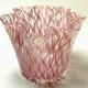 Vintage Murano Pink White Aventurine Latticino Art Glass Fazzoletto Vase Venini