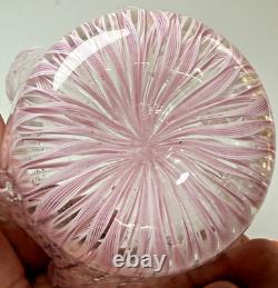 Vintage Murano Pink White Aventurine Latticino Art Glass Fazzoletto Vase Venini