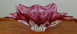 Vintage Murano Pink to Clear Sommerso Art Glass Centerpiece Bowl Italian Vase