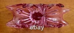 Vintage Murano Pink to Clear Sommerso Art Glass Centerpiece Bowl Italian Vase