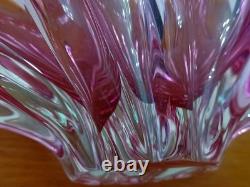 Vintage Murano Pink to Clear Sommerso Art Glass Centerpiece Bowl Italian Vase