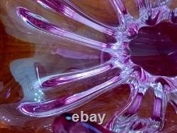 Vintage Murano Pink to Clear Sommerso Art Glass Centerpiece Bowl Italian Vase