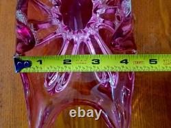 Vintage Murano Pink to Clear Sommerso Art Glass Centerpiece Bowl Italian Vase