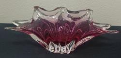 Vintage Murano Pink to Clear Sommerso Art Glass Centerpiece Bowl Italian Vase