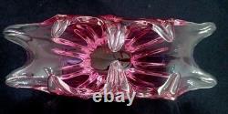 Vintage Murano Pink to Clear Sommerso Art Glass Centerpiece Bowl Italian Vase