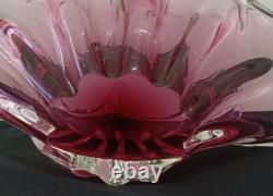 Vintage Murano Pink to Clear Sommerso Art Glass Centerpiece Bowl Italian Vase
