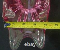 Vintage Murano Pink to Clear Sommerso Art Glass Centerpiece Bowl Italian Vase