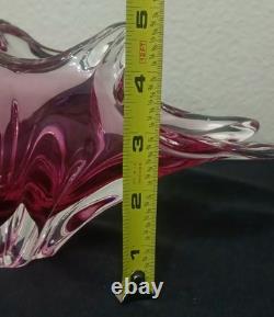 Vintage Murano Pink to Clear Sommerso Art Glass Centerpiece Bowl Italian Vase