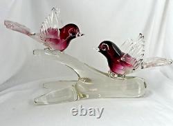 Vintage Murano Renato Anatra art glass lovebird figurines