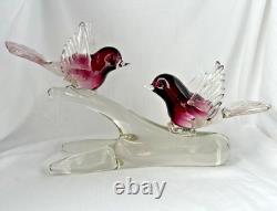 Vintage Murano Renato Anatra art glass lovebird figurines