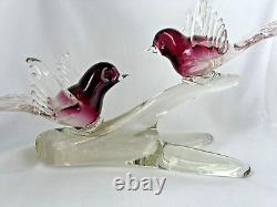Vintage Murano Renato Anatra art glass lovebird figurines