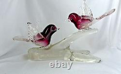Vintage Murano Renato Anatra art glass lovebird figurines