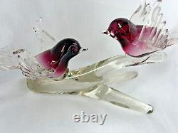 Vintage Murano Renato Anatra art glass lovebird figurines