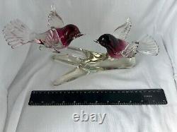 Vintage Murano Renato Anatra art glass lovebird figurines