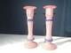Vintage Murano Scavo RARE Pink and Blue Pair of Glass Candlesticks