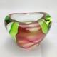 Vintage Murano Sommerso Art Glass Tri Color Geode Bowl Green Magenta Pink