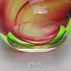 Vintage Murano Sommerso Art Glass Tri Color Geode Bowl Green Magenta Pink Vintage Murano Sommerso Art Glass Tri Color Geode Bowl Green Magenta Pink