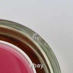 Vintage Murano Sommerso Glass Oval Shaped Geode Bowl Pink, White & Amber DAMAGED