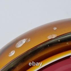 Vintage Murano Sommerso Glass Oval Shaped Geode Bowl Pink, White & Amber DAMAGED