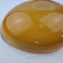 Vintage Murano Sommerso Glass Oval Shaped Geode Bowl Pink, White & Amber DAMAGED