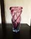Vintage Murano Sommerso Mid Century Modern Pink Blue Glass Swirl Vase No Sticker