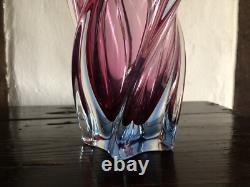 Vintage Murano Sommerso Mid Century Modern Pink Blue Glass Swirl Vase No Sticker