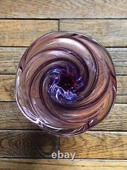 Vintage Murano Sommerso Mid Century Modern Pink Blue Glass Swirl Vase No Sticker