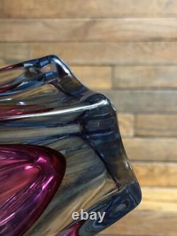 Vintage Murano Sommerso Mid Century Modern Pink Blue Glass Swirl Vase No Sticker