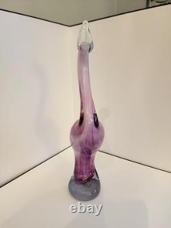Vintage Murano Style Pink Art Glass Flamingo Figurine 13.5 Hand Blown