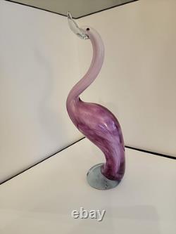 Vintage Murano Style Pink Art Glass Flamingo Figurine 13.5 Hand Blown