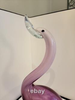 Vintage Murano Style Pink Art Glass Flamingo Figurine 13.5 Hand Blown