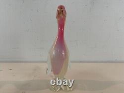 Vintage Murano Style Pink Art Glass Hand Blown Duck Figurine