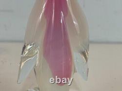 Vintage Murano Style Pink Art Glass Hand Blown Duck Figurine