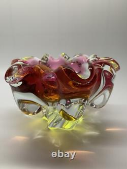 Vintage Murano, Vase-Cup rare, heavy artistic color, yellow-pink