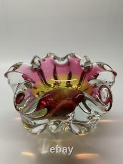 Vintage Murano, Vase-Cup rare, heavy artistic color, yellow-pink